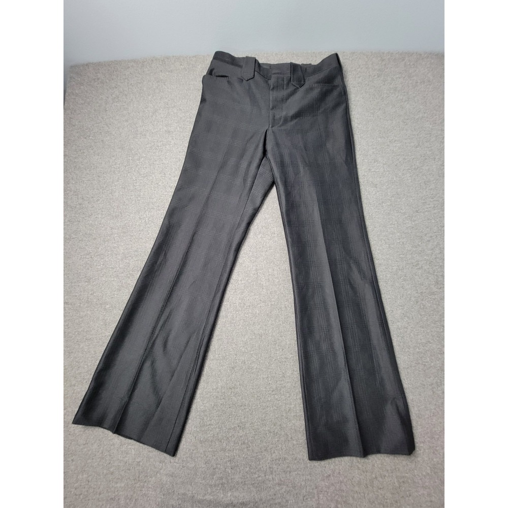 H Bar C Ranchwear‎ Women's Dress Pants 29X31.5  Gray Plaid Wide Leg Trouser Vtg